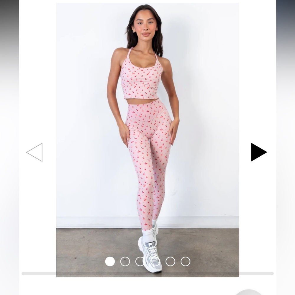 NWOT Cherry Print Pink Vitality Leggings